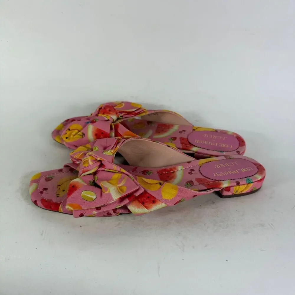 J.Crew Edie Parker X Bow Slides Sandals Women's 8 Pink Fruit Punch Open Toe